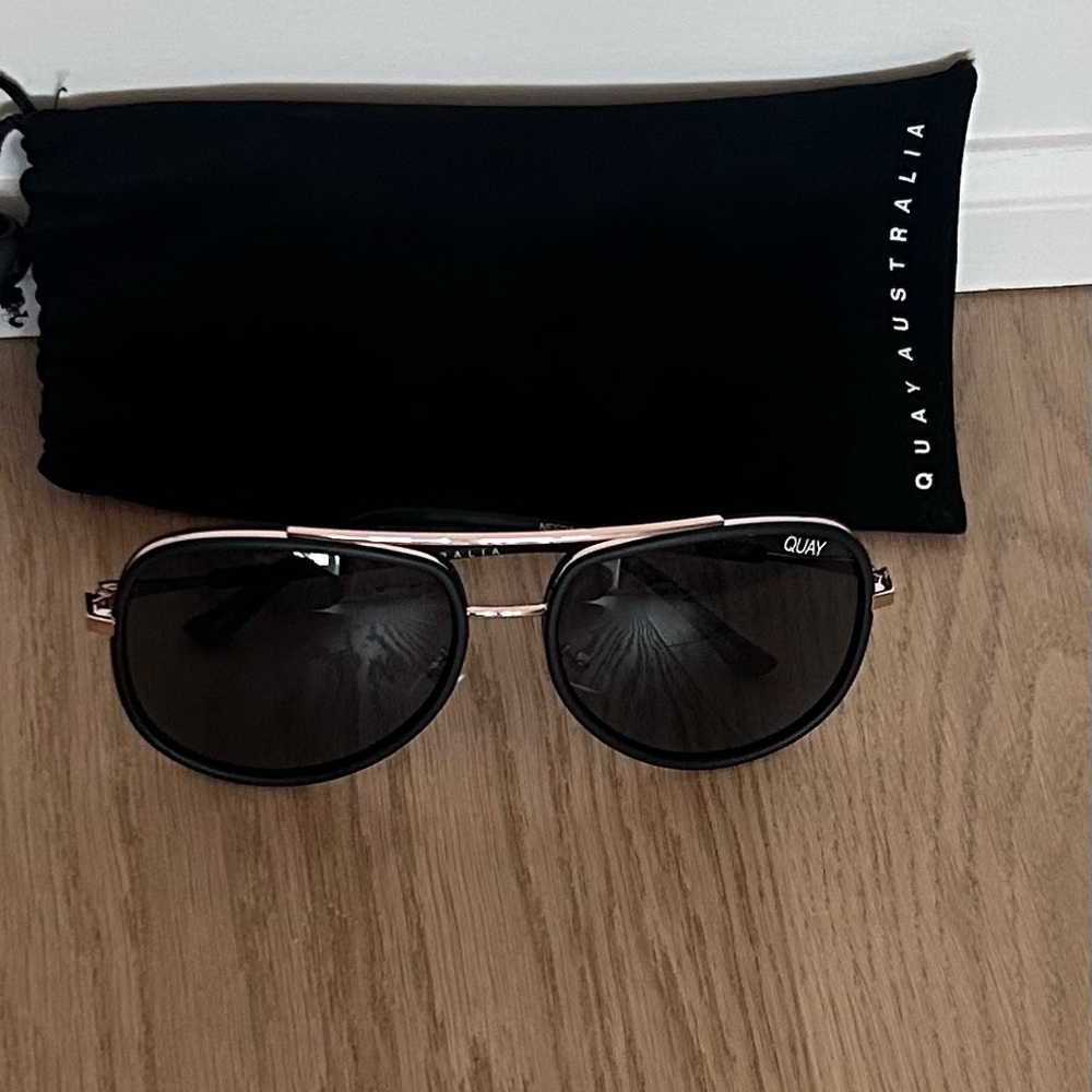 Quay Australia Black Aviator Sunglasses